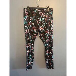 Women’s AVIA Black, Multi Floral Print Leggings With Pockets, Full Length SZ XLG